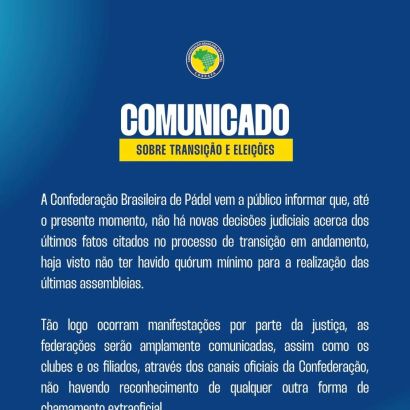 Comunicado sobre transição e eleições.