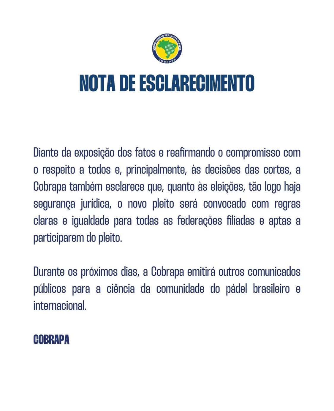NOTA DE ESCLARECIMENTO
