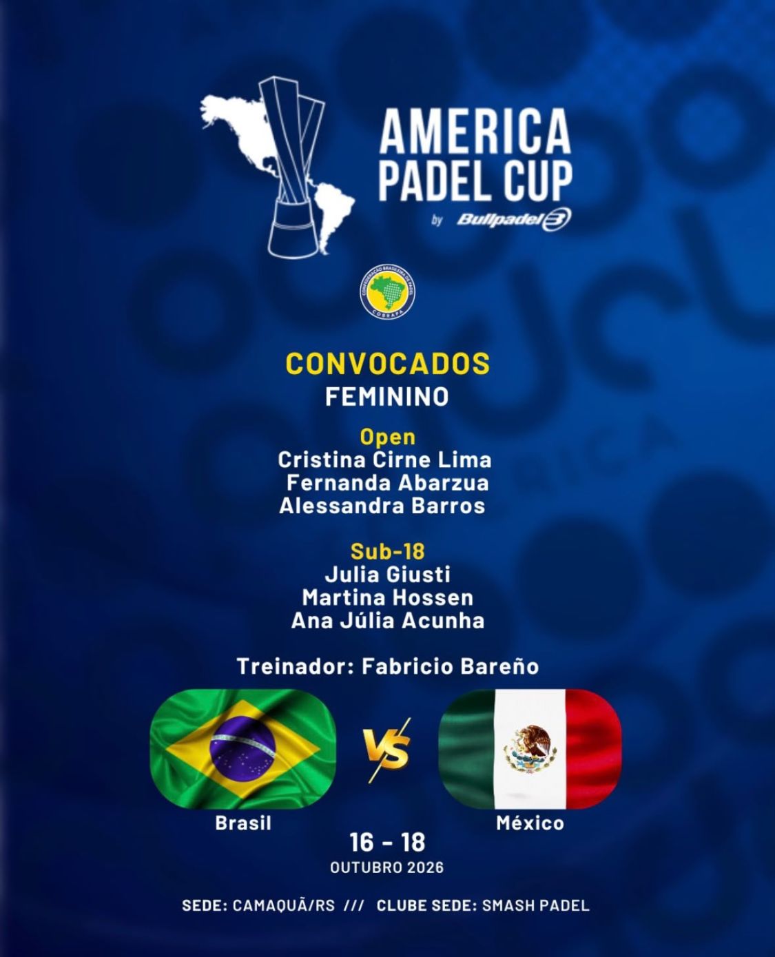 CONVOCAÇÃO PARA A SEMIFINAL DA AMERICA PADEL CUP 2026