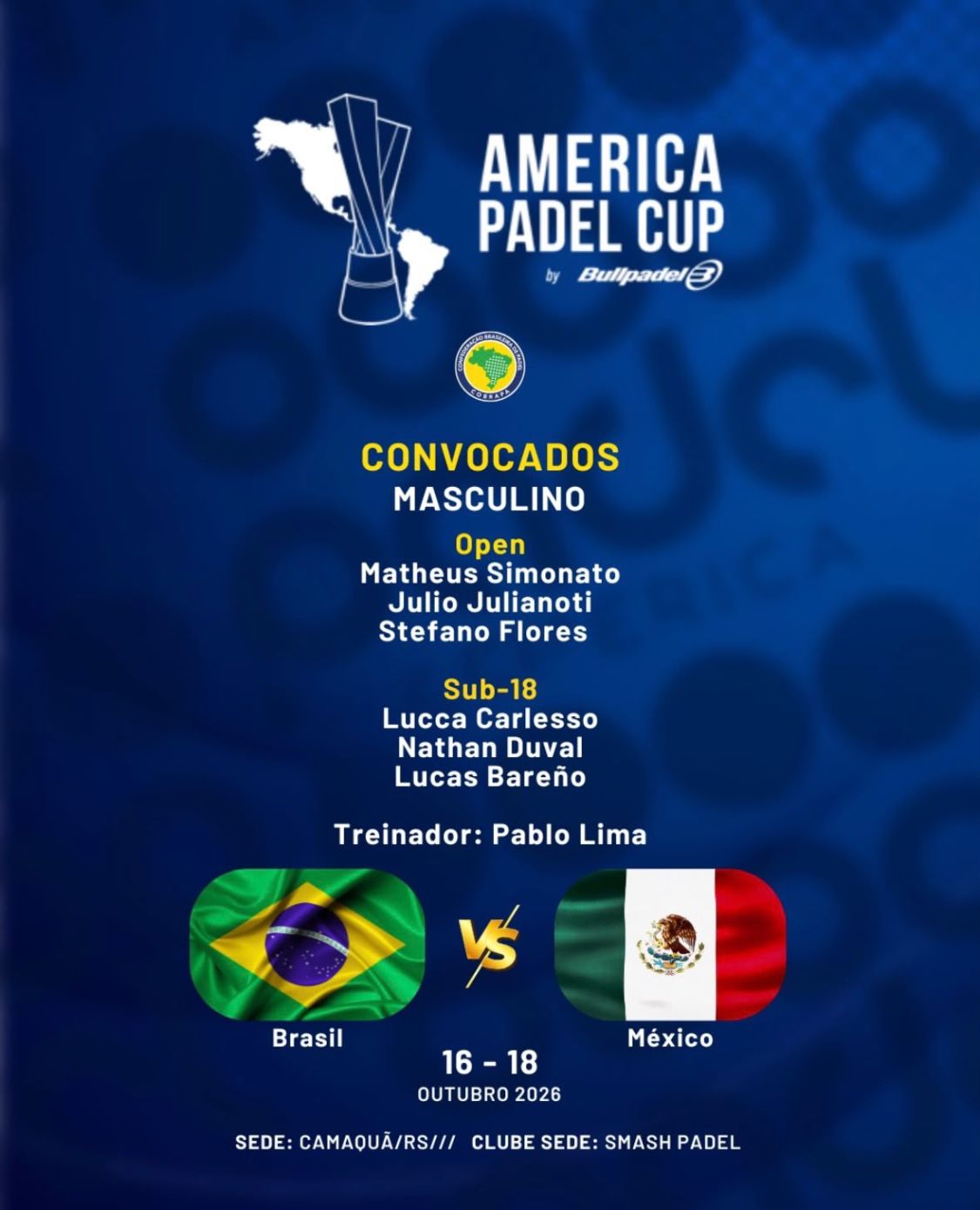 CONVOCAÇÃO PARA A SEMIFINAL DA AMERICA PADEL CUP 2026