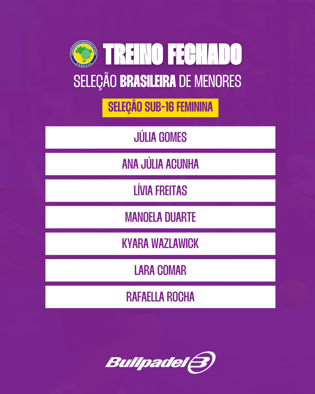 CONVOCAÇÃO PARA O 2º TREINO FECHADO DA SELEÇÃO BRASILEIRA DE MENORES