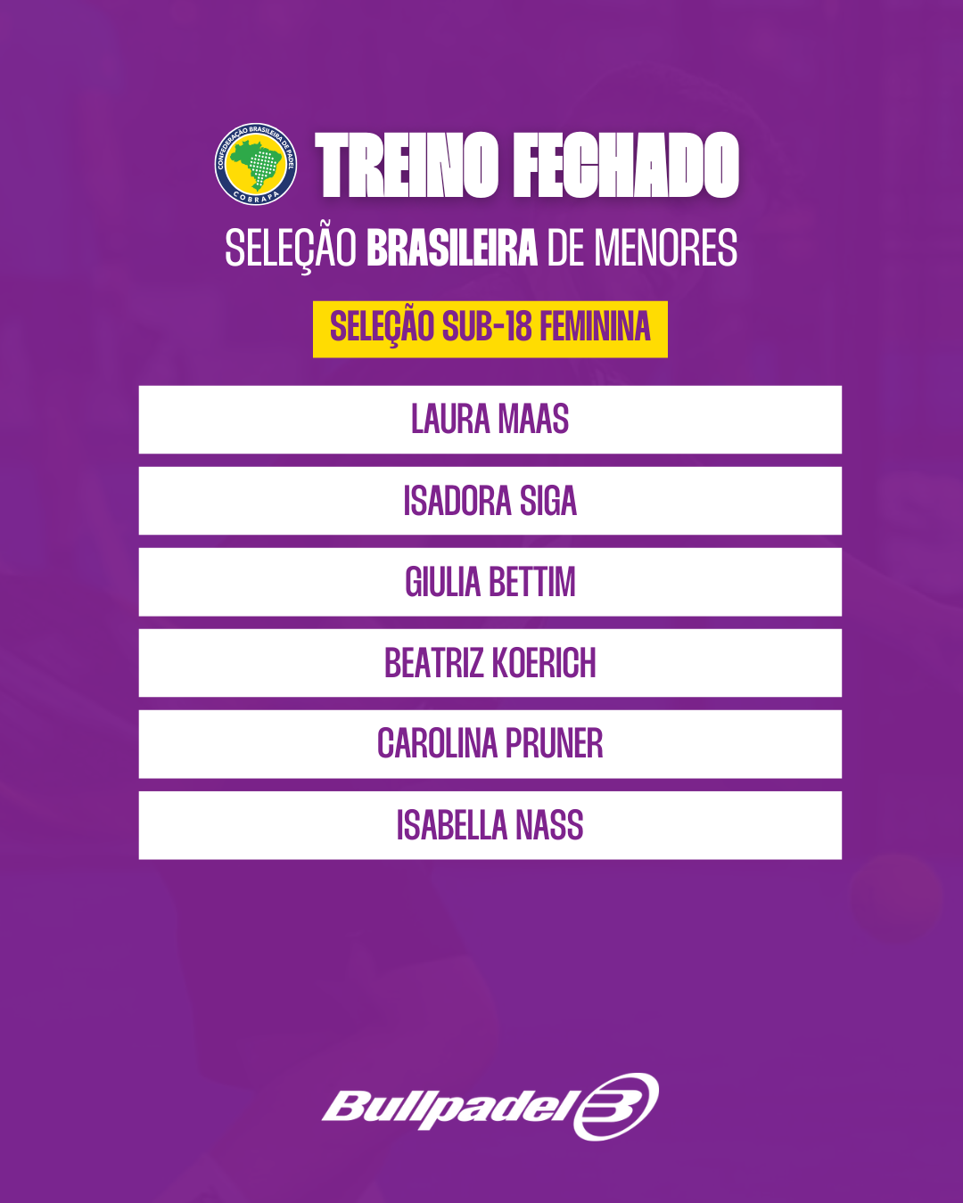 CONVOCAÇÃO PARA O 2º TREINO FECHADO DA SELEÇÃO BRASILEIRA DE MENORES