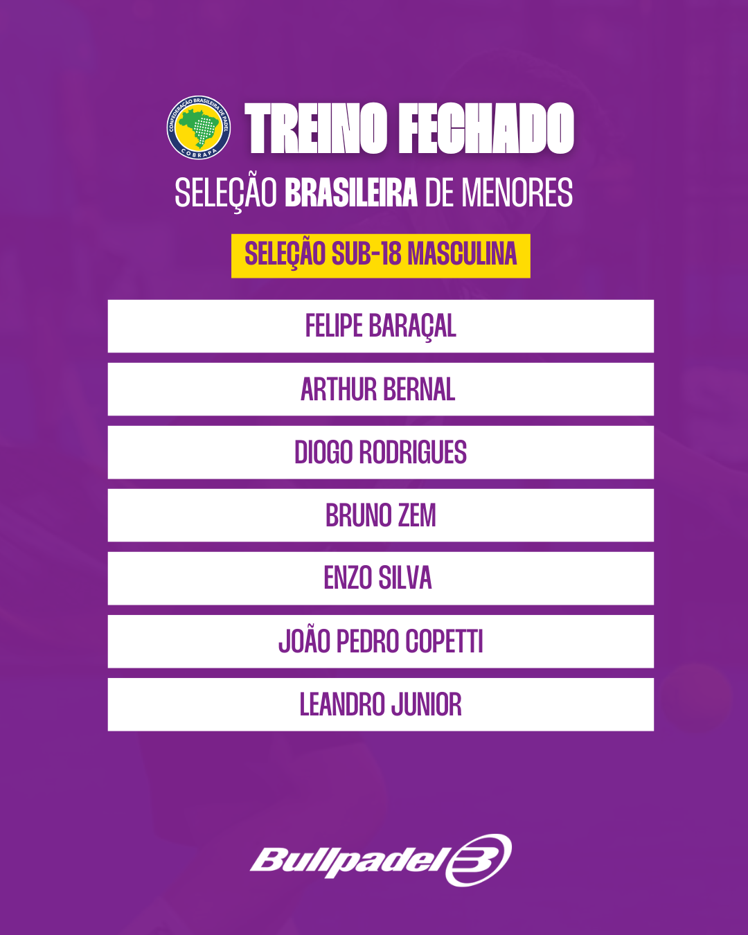 CONVOCAÇÃO PARA O 2º TREINO FECHADO DA SELEÇÃO BRASILEIRA DE MENORES