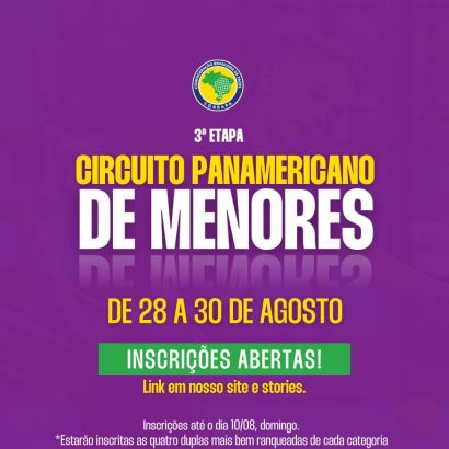 Inscrições abertas para a 3ª etapa do Circuito Panamericano de Menores